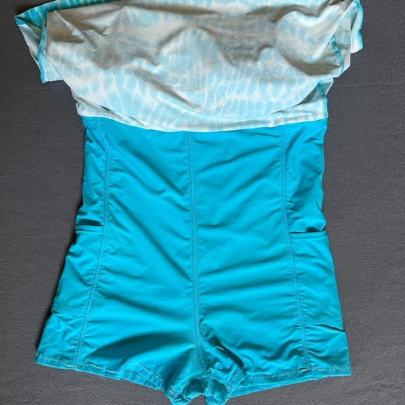 Lands End Women’s tummy control swim dress with pockets size 10 blue tie dye - Picture 5 of 10